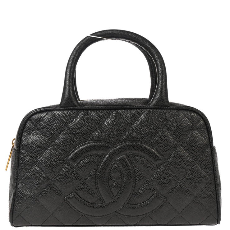 Chanel 2003-2004 Black Caviar Bowling Bag 27