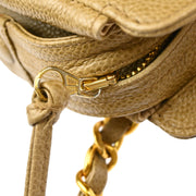 Chanel 1994-1996 Beige Caviar Triple CC Chain Shoulder Tote Bag