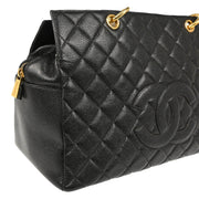 Chanel 2001-2003 Black Caviar Chain Tote Handbag