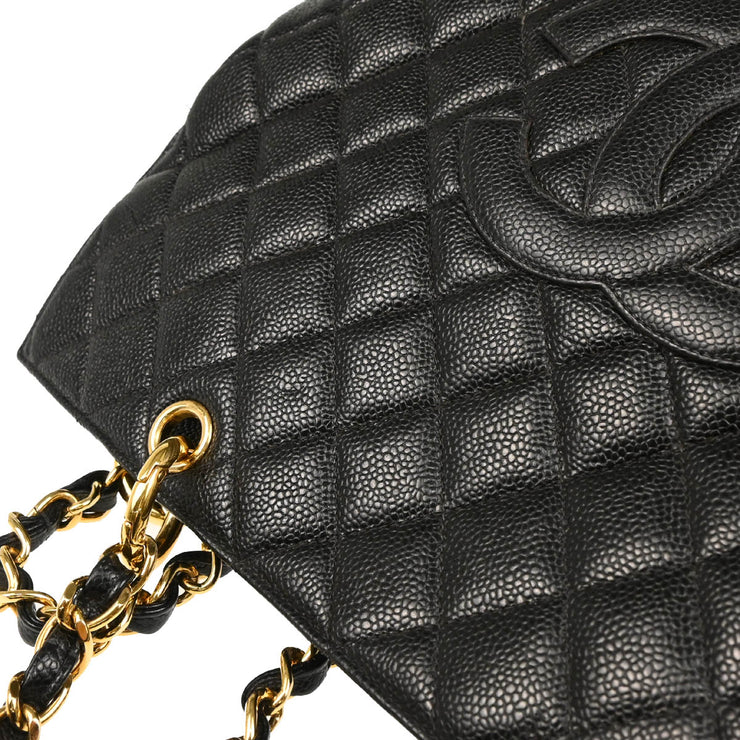 Chanel 2001-2003 Black Caviar Chain Tote Handbag