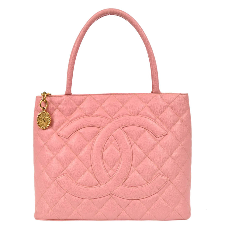 Chanel 2004-2005 Pink Caviar Medallion Tote Handbag