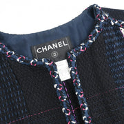 Chanel 2007 Collarless Jacket Navy Black #38