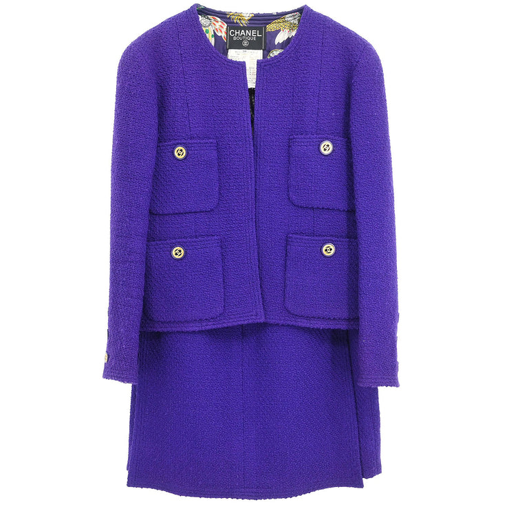 Chanel Setup Suit Jacket Skirt Purple 26 #38