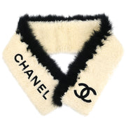 Chanel Fur Shawl Stole White Small Good