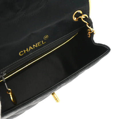 Chanel * 1989-1991 Black Satin Mini Classic Square Flap Shoulder Bag 17
