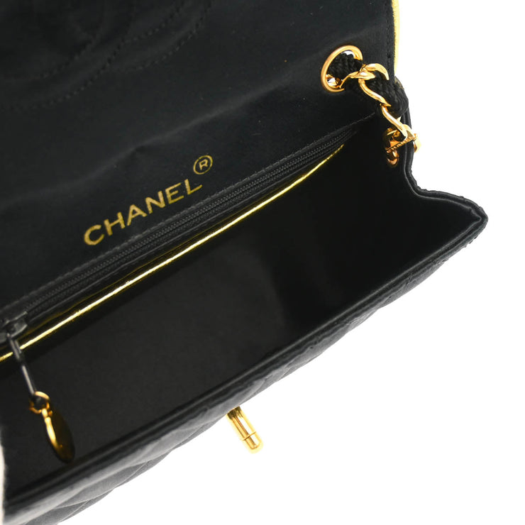 Chanel * 1989-1991 Black Satin Mini Classic Square Flap Shoulder Bag 17