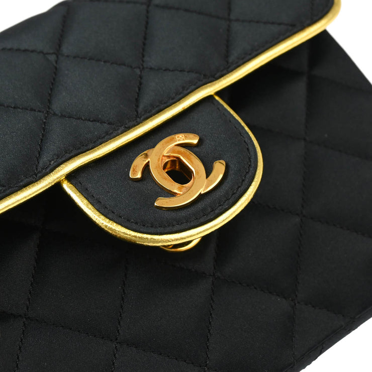 Chanel * 1989-1991 Black Satin Mini Classic Square Flap Shoulder Bag 17