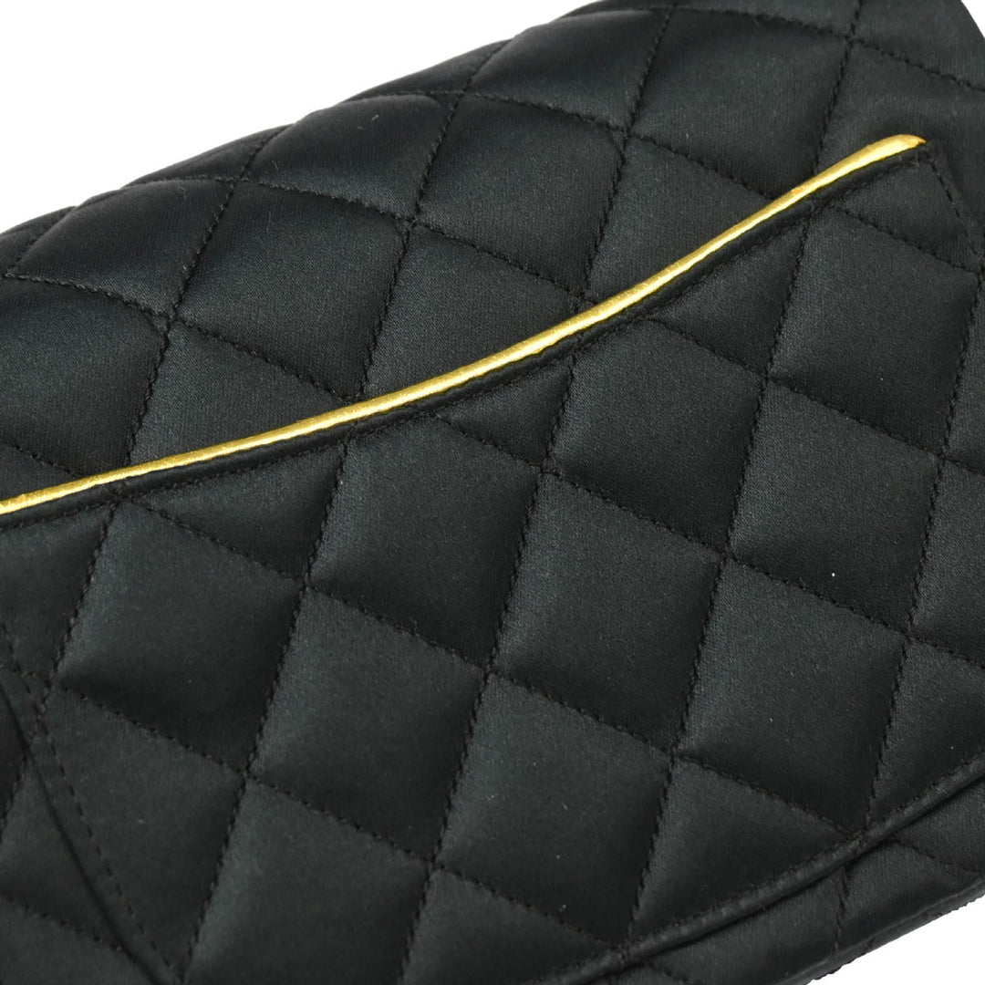 Chanel * 1989-1991 Black Satin Mini Classic Square Flap Chanel * 1989-1991 Black Satin Mini Classic Square Flap