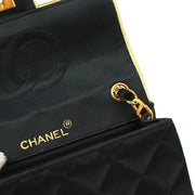 Chanel * 1989-1991 Black Satin Mini Classic Square Flap Shoulder Bag 17