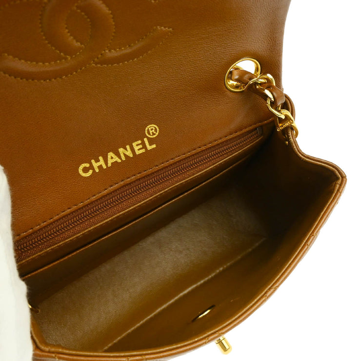 Chanel * 1989-1991 Brown Lambskin Mini Classic Square Flap Shoulder Bag 17