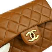 Chanel * 1989-1991 Brown Lambskin Mini Classic Square Flap Shoulder Bag 17