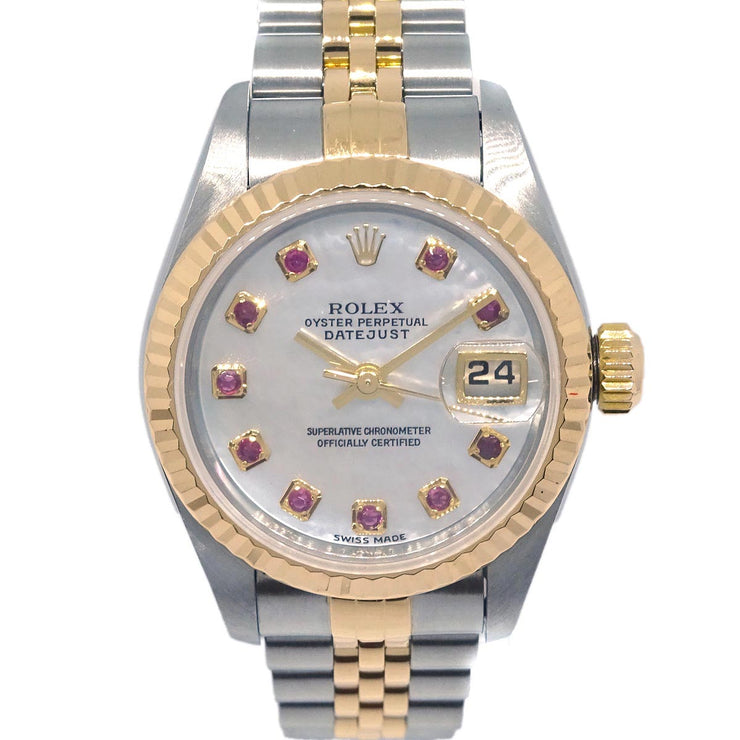 Rolex Oyster Perpetual Datejust 26mm Ref.79173NGR Watch 18KYG SS Ruby