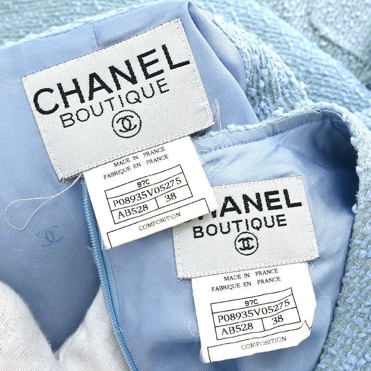 Chanel 1997 Setup Suit Jacket Dress Light Blue #38