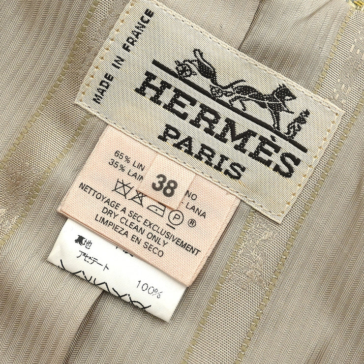 Hermes Single Breasted Jacket Beige #38