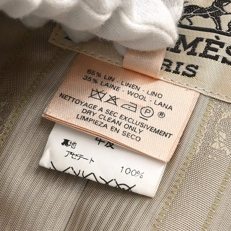 Hermes Single Breasted Jacket Beige #38