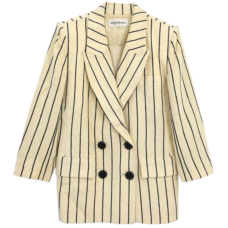 Yves Saint Laurent Double Breasted Jacket Ivory #9A3