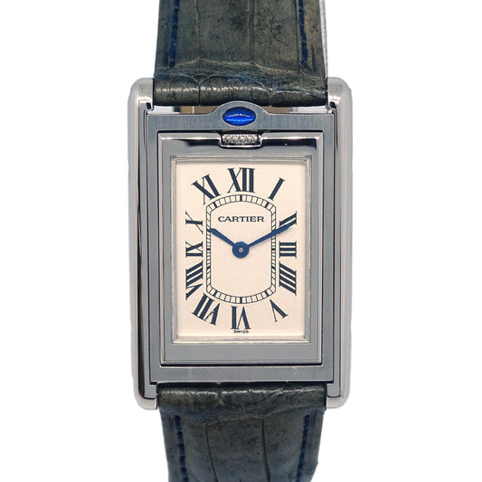 Cartier * Tank Basculante SM Ref.CRW1011258 Quartz Watch SS Crocodile