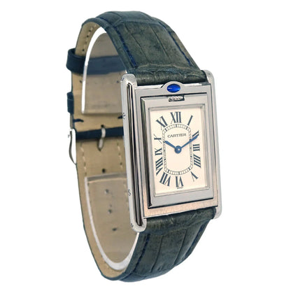 Cartier * Tank Basculante SM Ref.CRW1011258 Quartz Watch SS Crocodile
