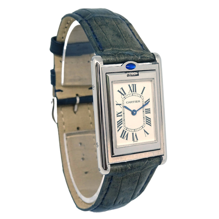 Cartier Tank Basculante MM Ref.CRW1011258 Quartz Watch SS Crocodile