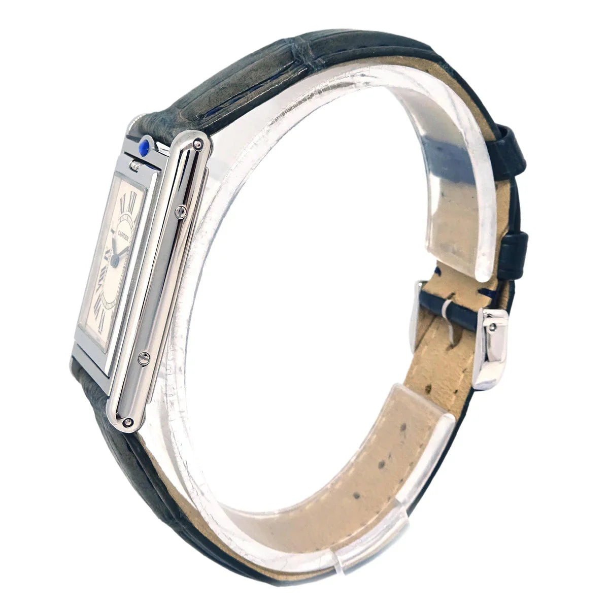 Cartier * Tank Basculante SM Ref.CRW1011258 Quartz Watch SS Crocodile