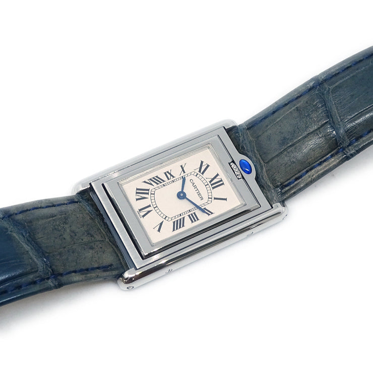 Cartier Tank Basculante MM Ref.CRW1011258 Quartz Watch SS Crocodile