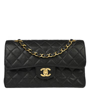 Chanel * 2001-2003 Black Caviar Small Classic Double Flap Shoulder Bag