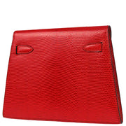 Hermes * 1989 Rouge Moyen Lizard Kelly Clutch Bag