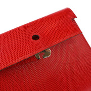 Hermes * 1989 Rouge Moyen Lizard Kelly Clutch Bag