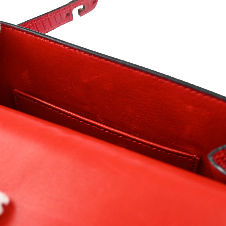 Hermes * 1989 Rouge Moyen Lizard Kelly Clutch Bag