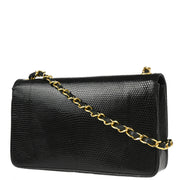 Chanel * 1986-1988 Black Lizard Chain Shoulder Bag