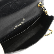 Chanel * 1986-1988 Black Lizard Chain Shoulder Bag