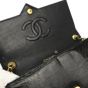 Chanel * 1986-1988 Black Lizard Chain Shoulder Bag