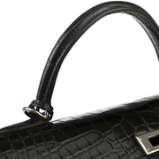 Hermes * 2000 Black Alligator Crocodile Kelly 32 Sellier 2way Shoulder Handbag