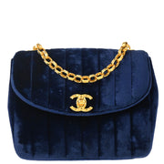 Chanel * 1991-1994 Blue Velvet Mademoiselle Chain Shoulder Bag