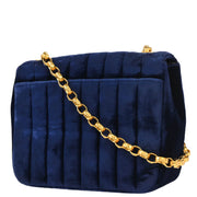 Chanel * 1991-1994 Blue Velvet Mademoiselle Chain Shoulder Bag