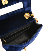 Chanel * 1991-1994 Blue Velvet Mademoiselle Chain Shoulder Bag