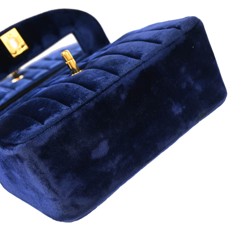 Chanel * 1991-1994 Blue Velvet Mademoiselle Chain Shoulder Bag