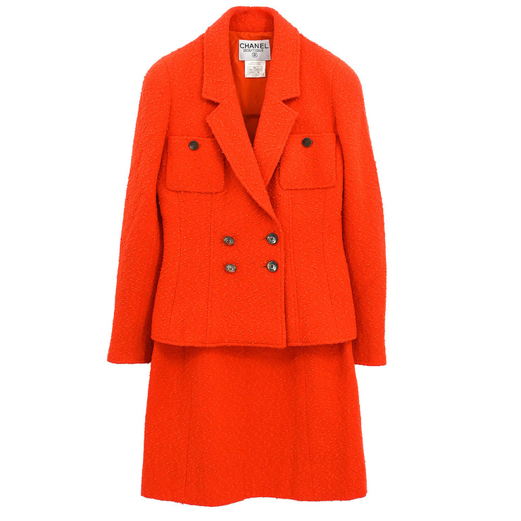 Chanel 1997 Setup Suit Jacket Skirt Orange #38