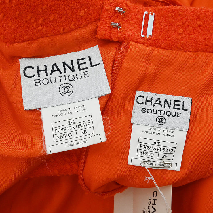 Chanel 1997 Setup Suit Jacket Skirt Orange #38