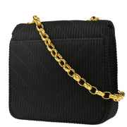 Chanel * 1991-1994 Black Satin Chevron Shoulder Bag