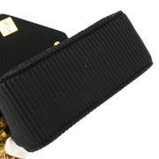 Chanel * 1991-1994 Black Satin Chevron Shoulder Bag