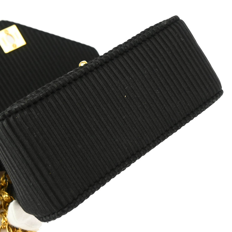 Chanel * 1991-1994 Black Satin Chevron Shoulder Bag