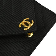 Chanel * 1991-1994 Black Satin Chevron Shoulder Bag