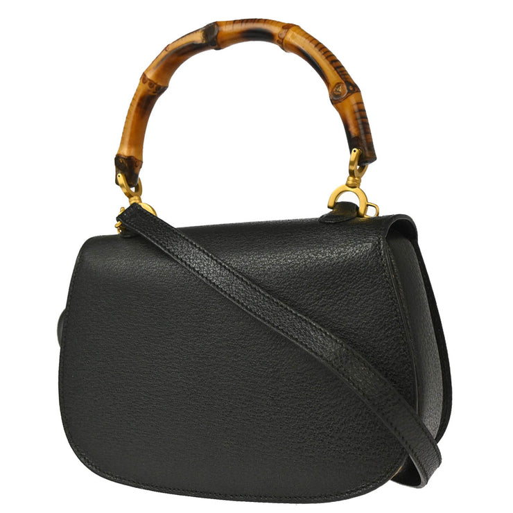 Gucci Black Bamboo 2way Shoulder Handbag