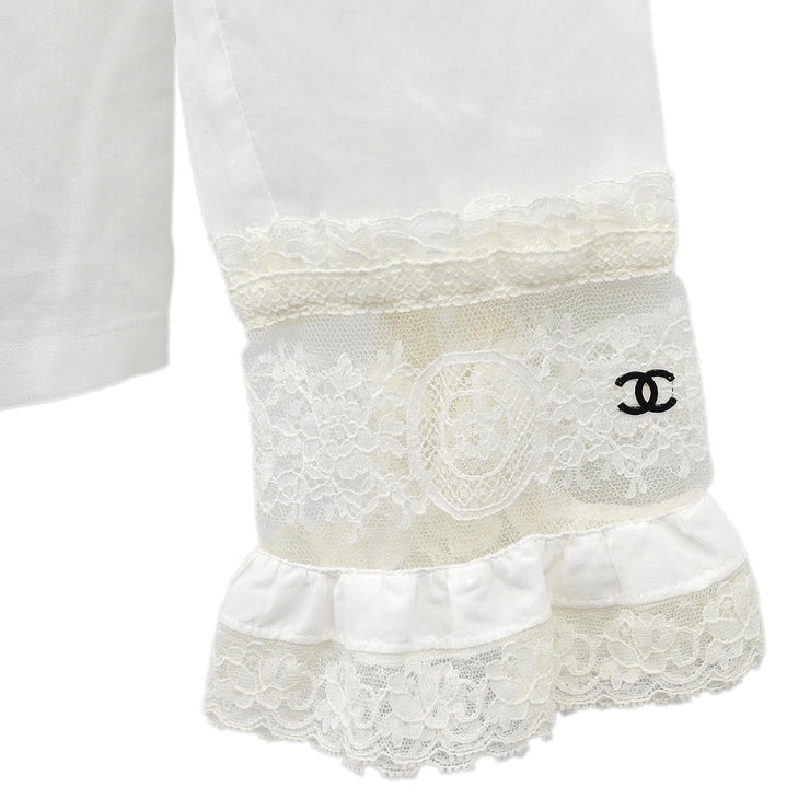 Chanel 2004 Lace Blouse White #38