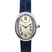 Cartier Tank Baignoire Ref.1955 Quartz Watch 18KWG Navy Crocodile