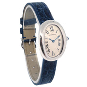 Cartier Tank Baignoire Ref.1955 Quartz Watch 18KWG Navy Crocodile