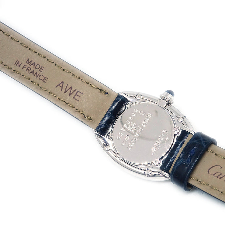 Cartier Tank Baignoire Ref.1955 Quartz Watch 18KWG Navy Crocodile