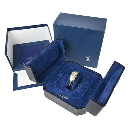 Harry Winston * Ref.330LQG Avenue C Quartz Watch 18KYG Black Crocodile