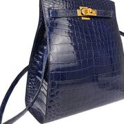 Hermes * 1992 Blue Crocodile Kelly Sport GM Shoulder Bag